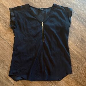 Express Black Blouse with Gold Zipper